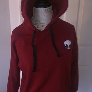Maroon alien emblem hoodie